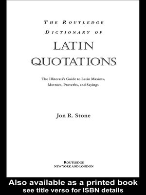 cover image of The Routledge Dictionary of Latin Quotations